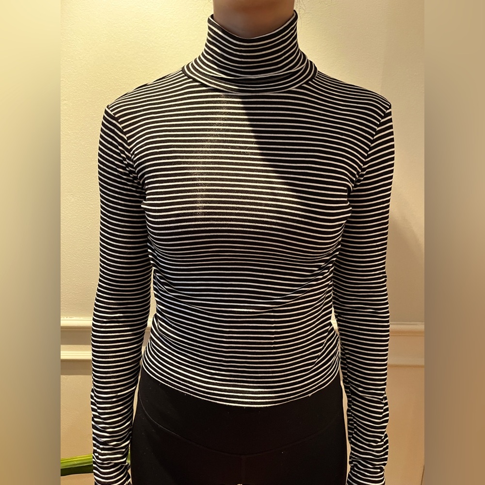 Black and White Striped Turtle Neck